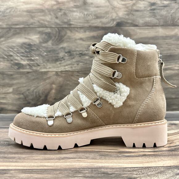 NEW Dolce Vita Pace 8 Faux Shearling Trim Lug Sole Suede Hiker Ankle Boots - Picture 8 of 12